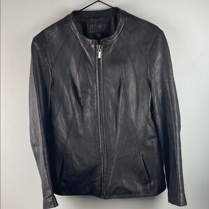 Jaclyn Smith Black Leather Jacket Size L